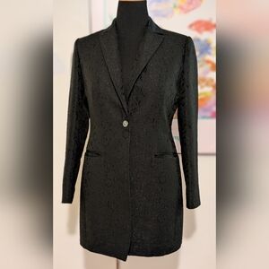 Black Brocade Long Dress Blazer Size 10
